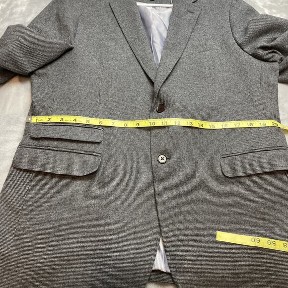 Banana Republic Suit Jacket Blazer Mens 44R Gray Micro Check Tailored Fit Cotton - Picture 13 of 16
